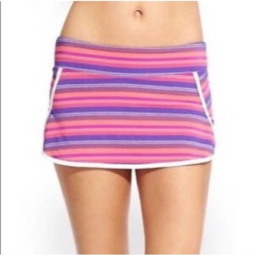 Athleta Women’s Tulum Kata Swim Skirt Jazzy Pink Purple Stripe NWT M